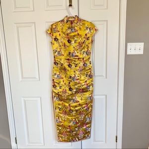 Golden Satin Chinese Dress Qipao